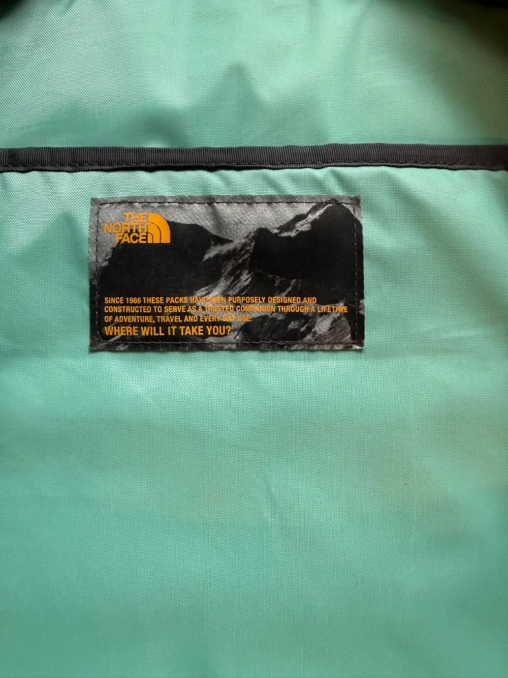 The North Face Gray Backpack with Mint Trim